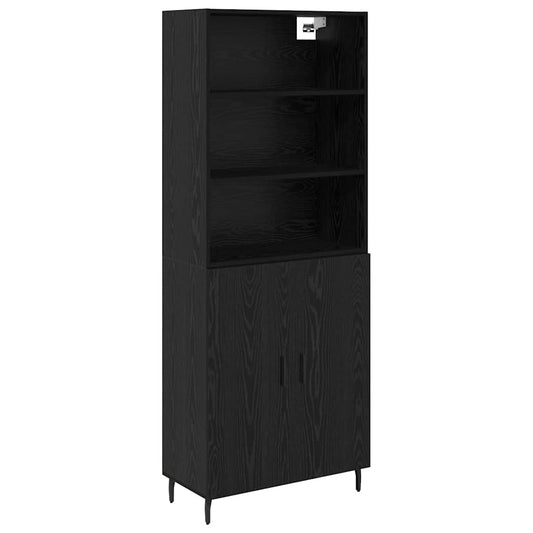 Highboard Schwarz Eichen-Optik 69,5 x 34 x 180 cm