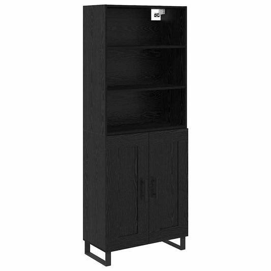 Highboard Schwarz Eichen-Optik 69,5 x 34 x 180 cm Holzwerkstoff