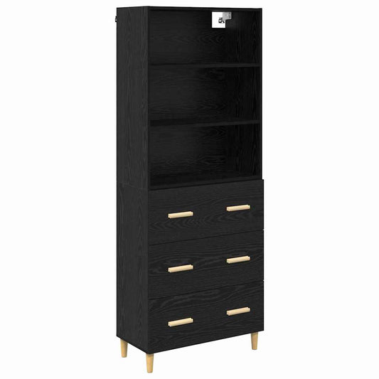 Highboard Schwarz Eichen-Optik 69,5 x 34 x 180 cm Holzwerkstoff