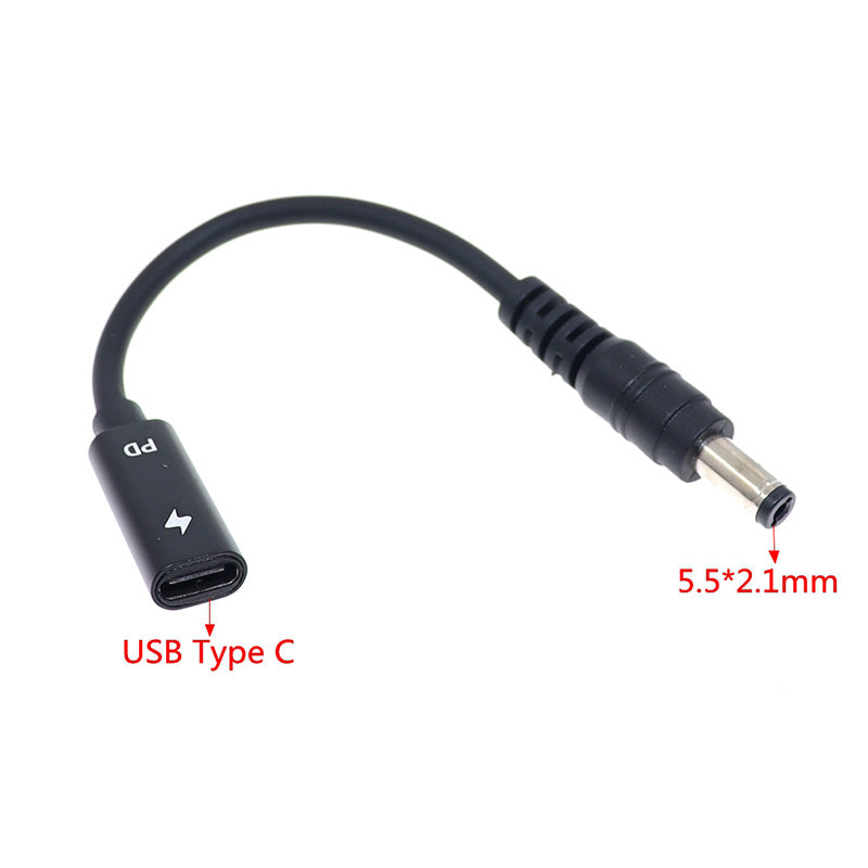 Typ-C (Buchse) auf 5,5*2,1mm (Stecker) Adapterkabel für Laptop-Ladegerät