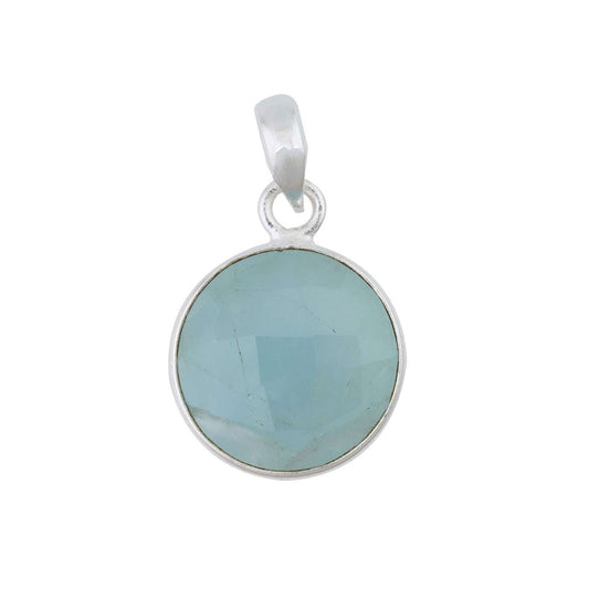 Aquamarine Pendant in round shape for Men handmade in Silver 925 - Shopgalaxy.ch