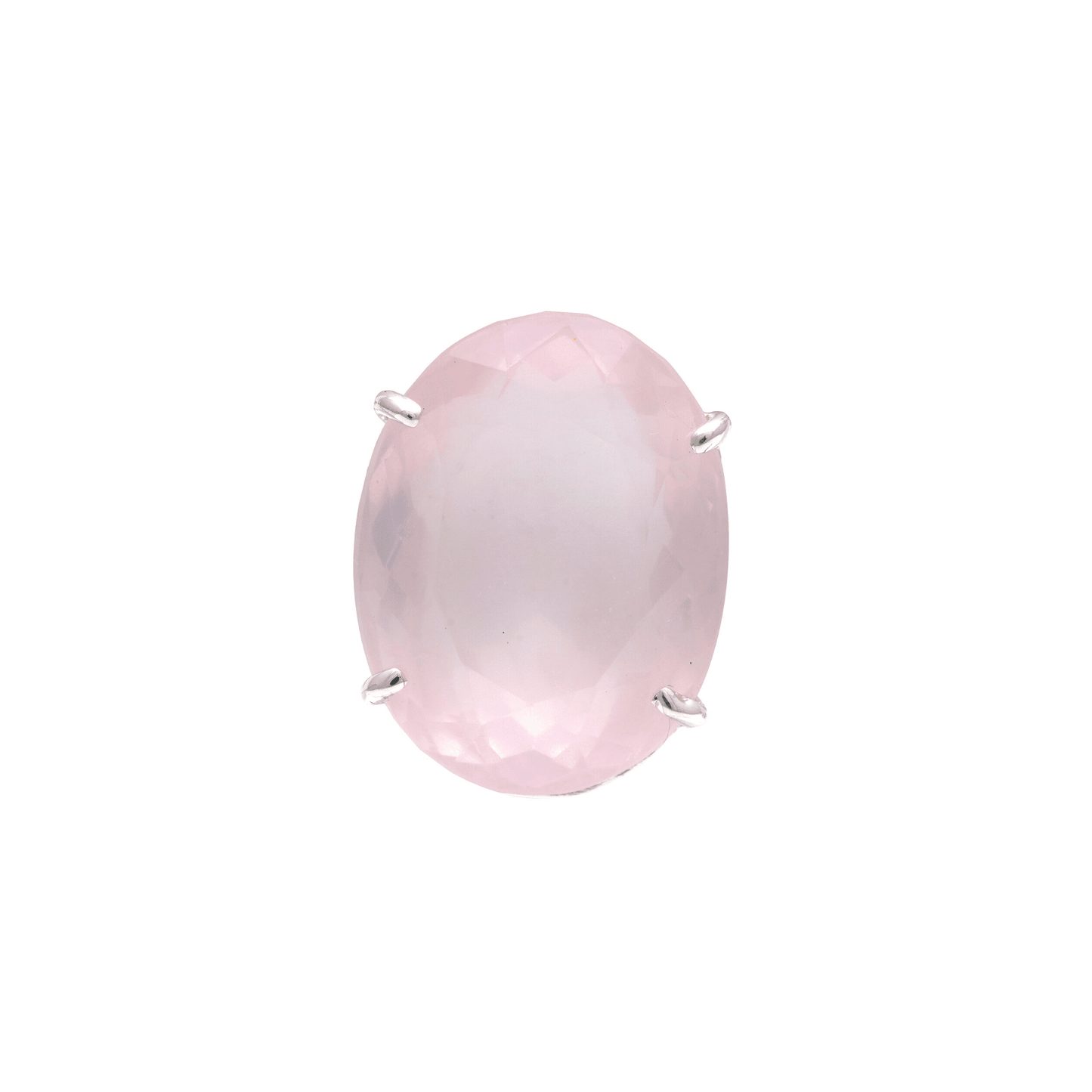 21 - 22 Ct Oval Cut Rose Quartz Stone Adjustable Cocktail Ring in US Size 7 in Silver Setting-0