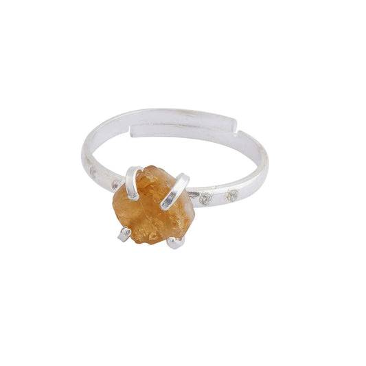 Citrine Adjustable Ring Handmade in its Natural form in 925 Silver - Shopgalaxy.ch