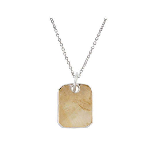 Citrine Pendant in rectangular shape for Men handmade in Silver 925 - Shopgalaxy.ch