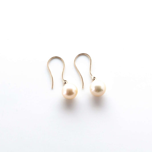South Sea Golden Pearls French Hook Nantes Earrings in 10 CT Gold 8.5 - 9.5 MM AA+-1