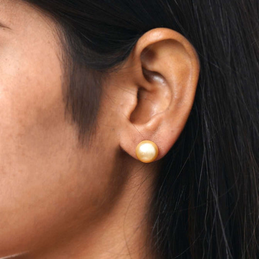 South Sea Golden Pearl Alford Stud Earrings 10 - 10.5 MM-1