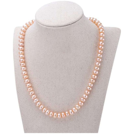 Freshwater Button Shape Pink 17.7 inches Hawthorne Strand Necklace 8-9 mm AAA - Shopgalaxy.ch