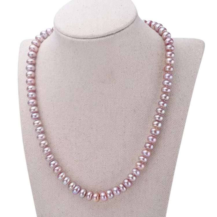Freshwater Button Shape Purple 17.7 inches Hawthorne Strand Necklace 8-9 mm AAA - Shopgalaxy