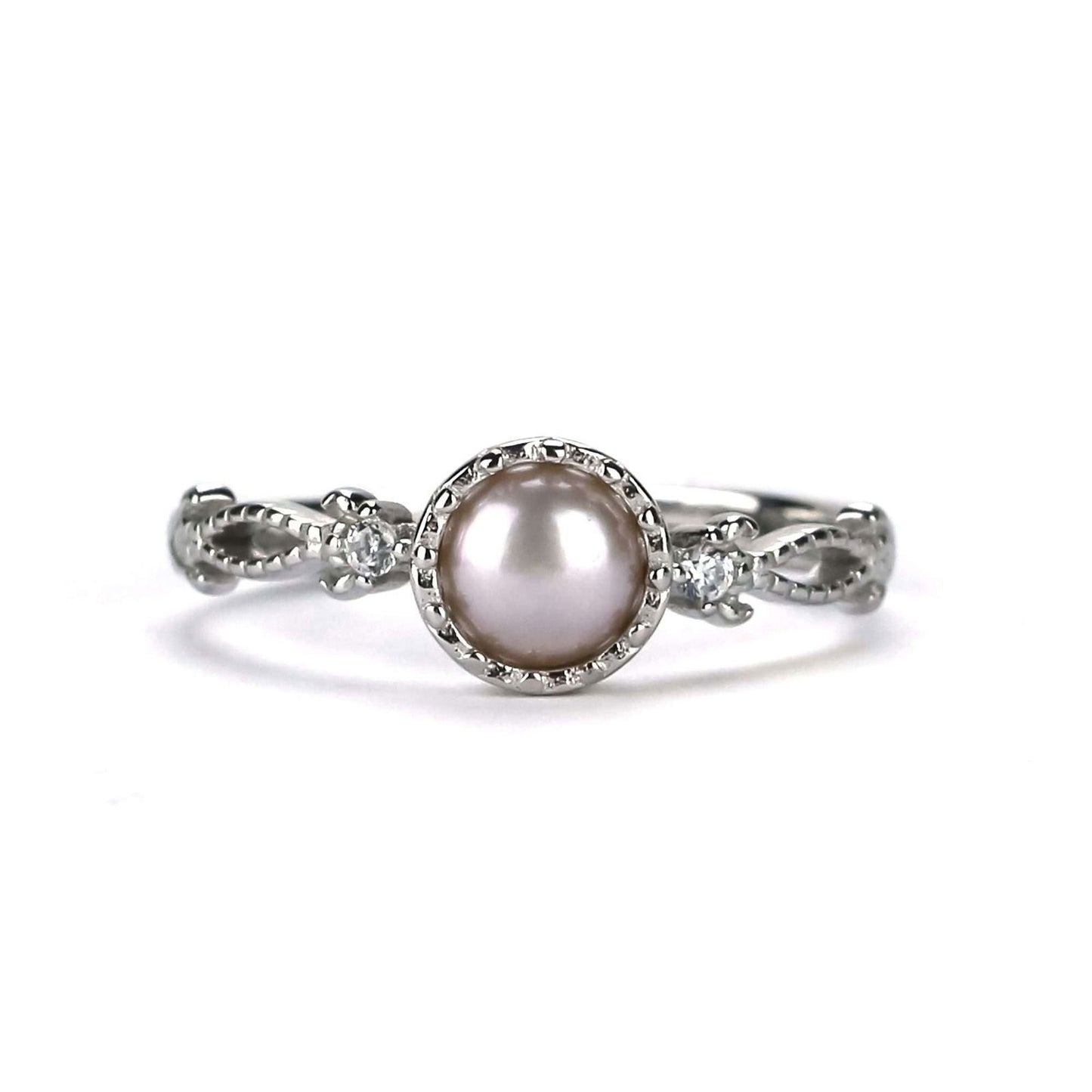 Freshwater Button Shape Purple Pearls Kensington Ring 5 mm AAAA - Shopgalaxy.ch