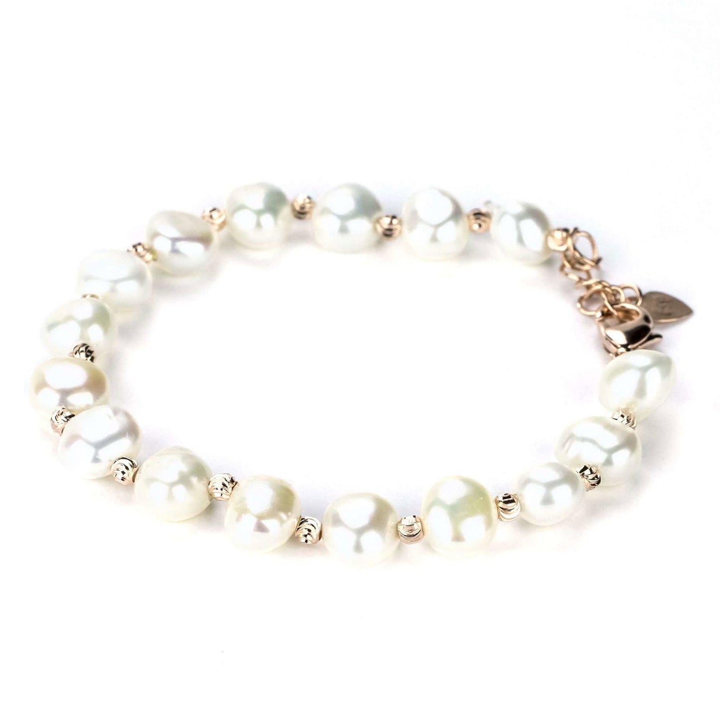 Freshwater Button Shape White Clayfield Bracelet 8-9 mm AAAA - Shopgalaxy