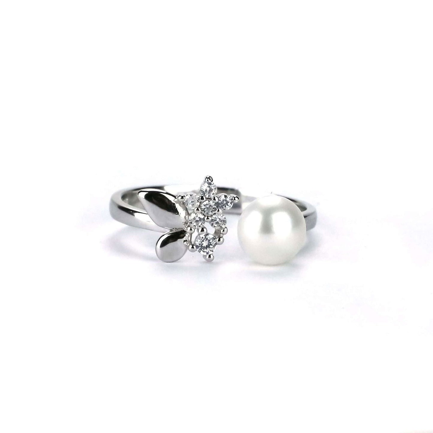 Freshwater Button Shape White Pearls Dalkeith Ring 6 mm AAAA - Shopgalaxy.ch