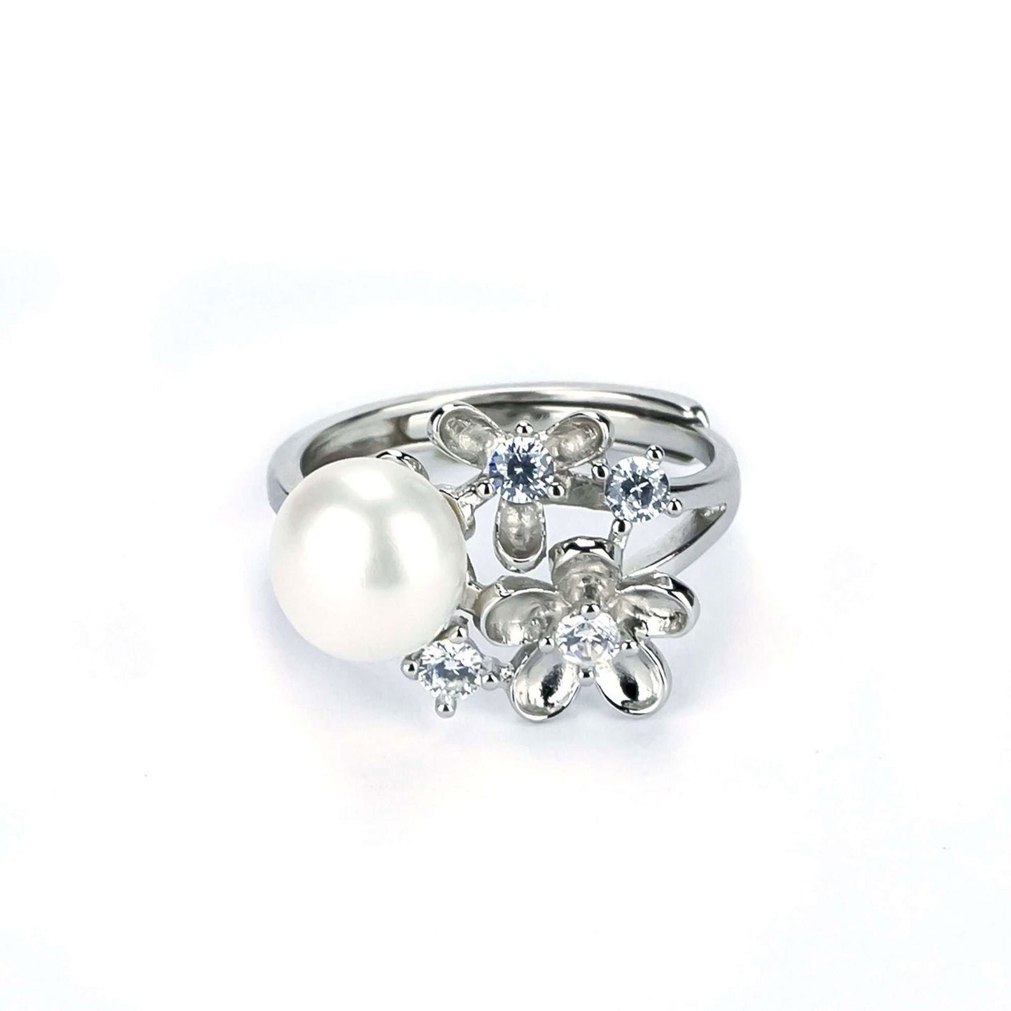 Freshwater Button Shape White Pearls Netherby Ring 8.5 mm AAAA - Shopgalaxy.ch