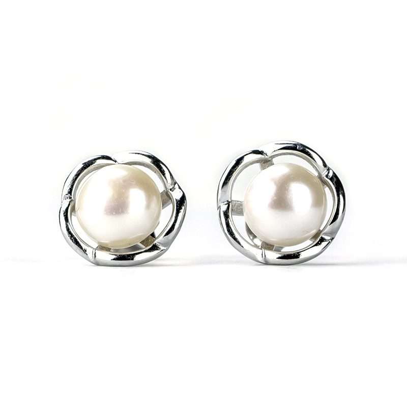 Freshwater White Pearls Budapest Earrings 8-9 mm AAA - Shopgalaxy.ch