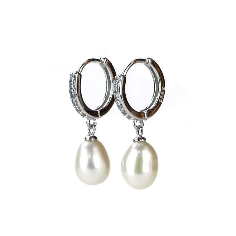 Freshwater White Pearls Byron Bay Earrings 8-9 mm AAA - Shopgalaxy.ch