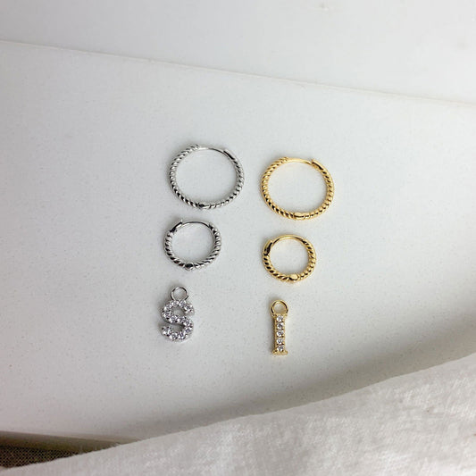 MINI MALEA HOOPS with LETTER CHARMS - Shopgalaxy.ch