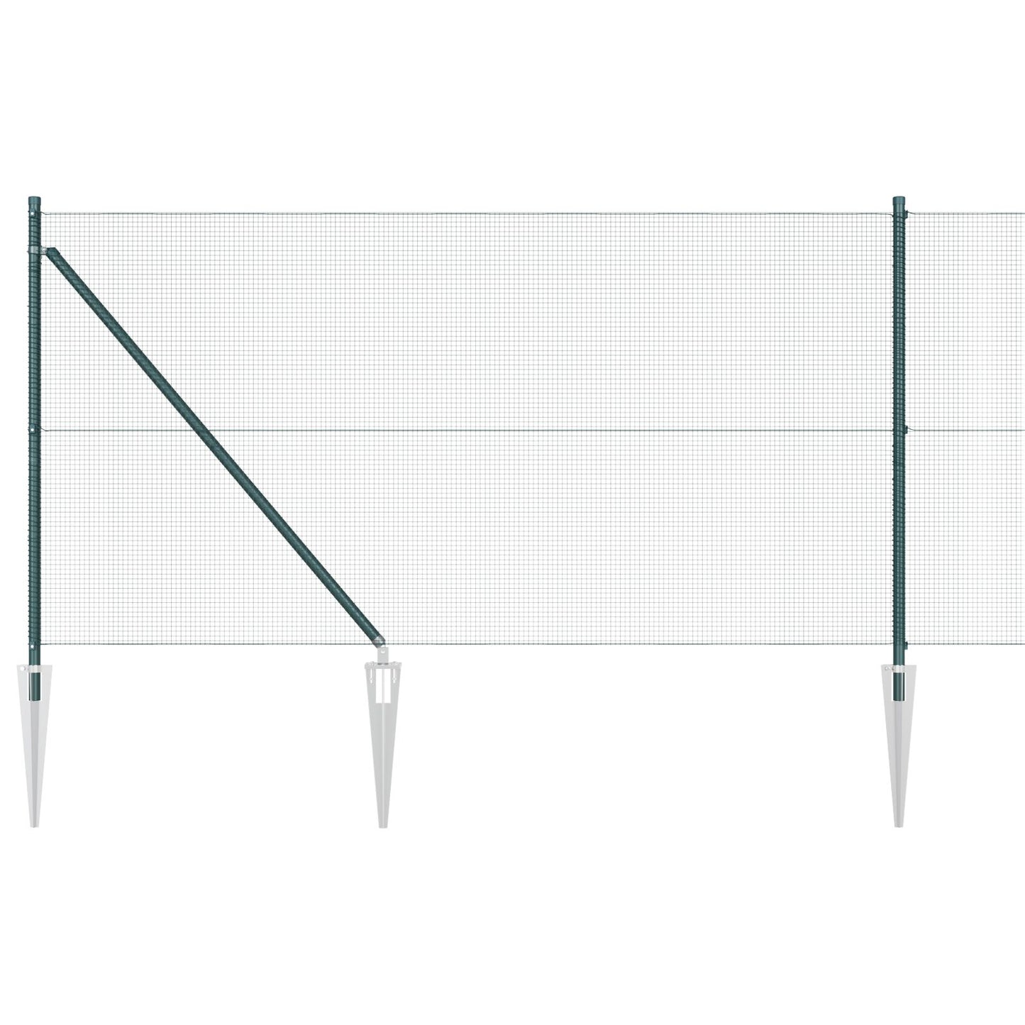 Zaunpfosten Set Set mit 2 Grün Mit PVC beschichtet 10 x 1 m