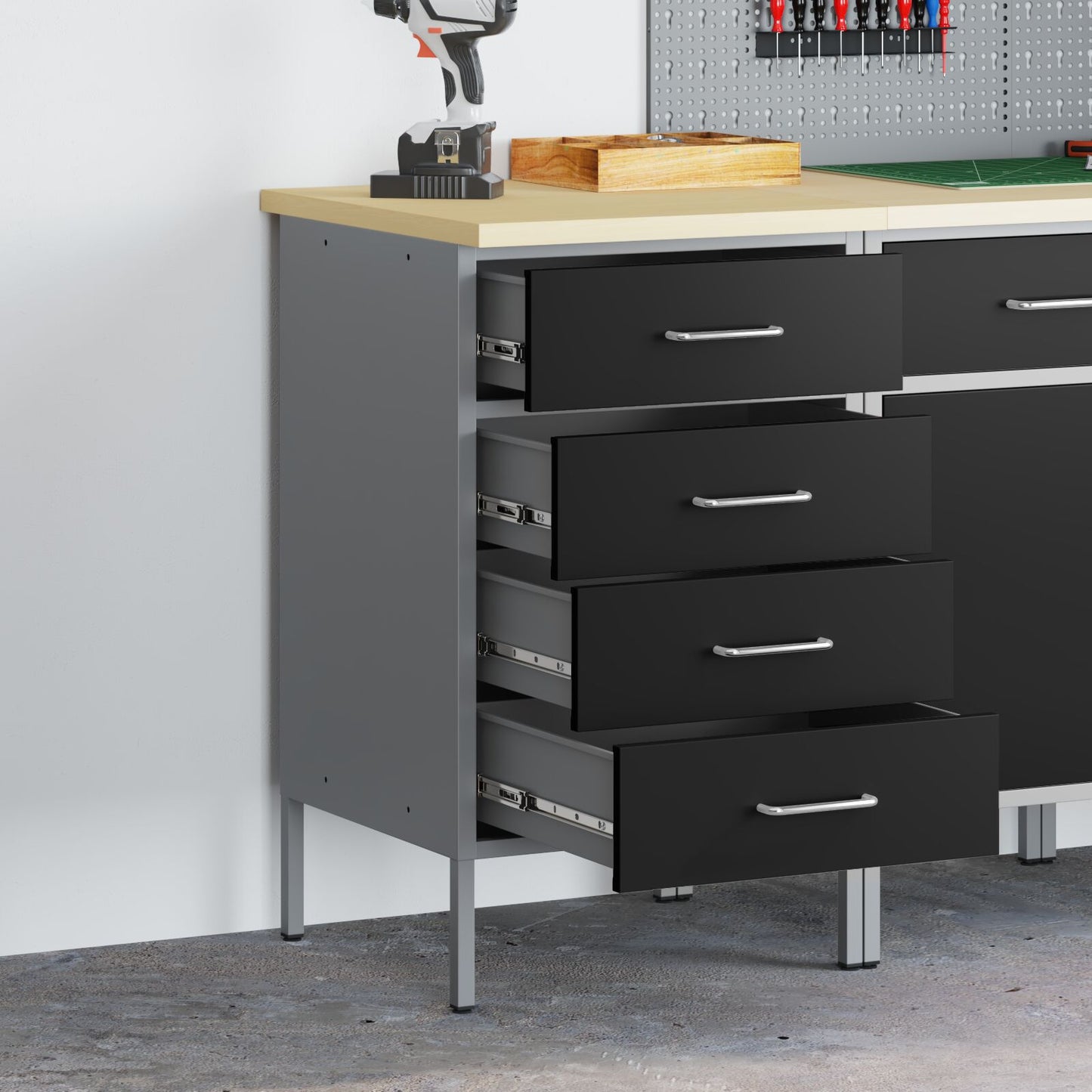Werkbank Schwarz 50x55x85 cm Stahl