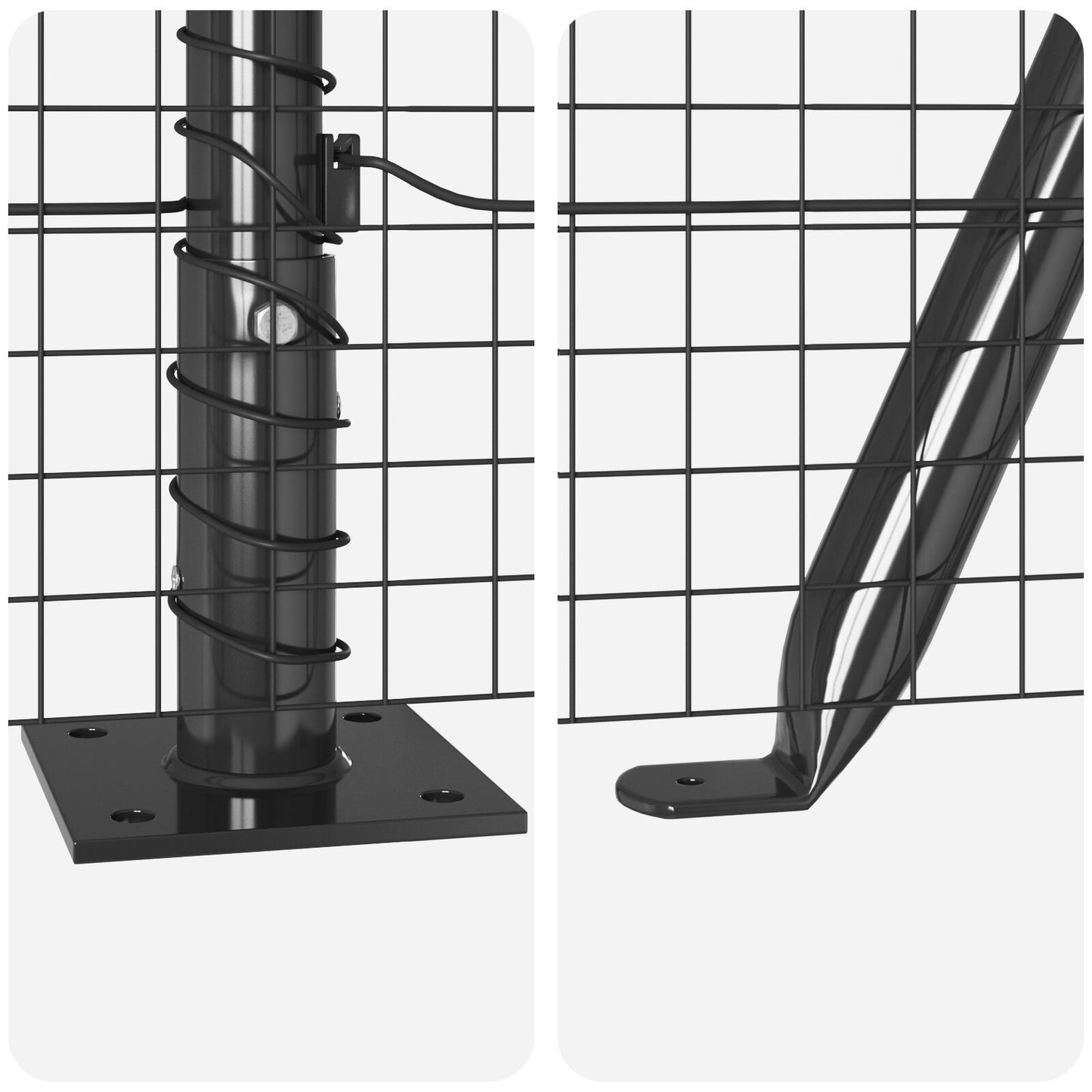 Zaunpfosten-Set Set aus 2 Grau Metall 10 x 1 m Langlebig