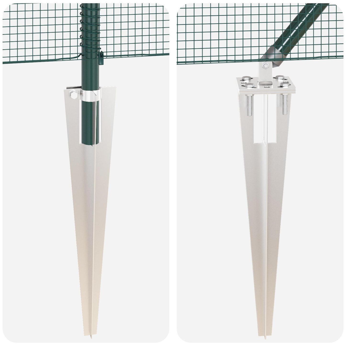 Zaunpfosten Set Set mit 2 Grün Mit PVC beschichtet 10 x 1 m
