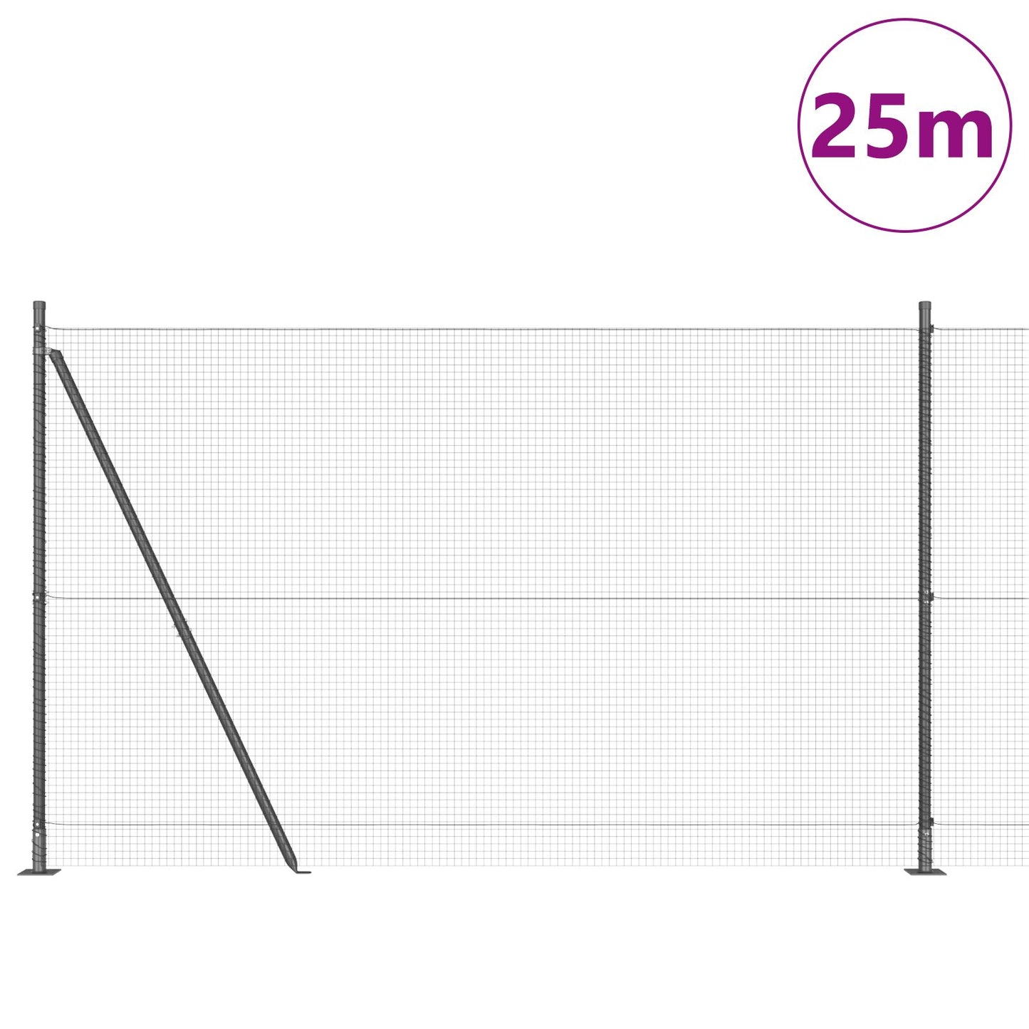Zaunpfosten-Set Set aus 2 Grau Metall 25 x 1,5 m Robust
