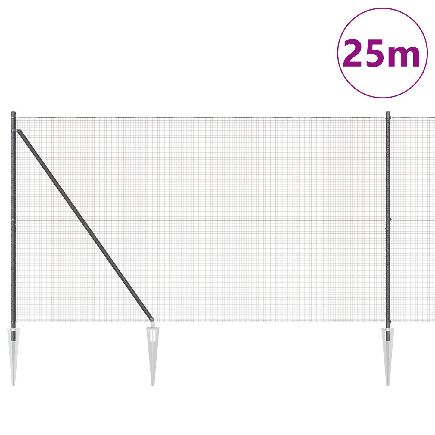 Zaunpfosten-Set 2er Set Grau Stahl 25 x 1,5 m Langlebig