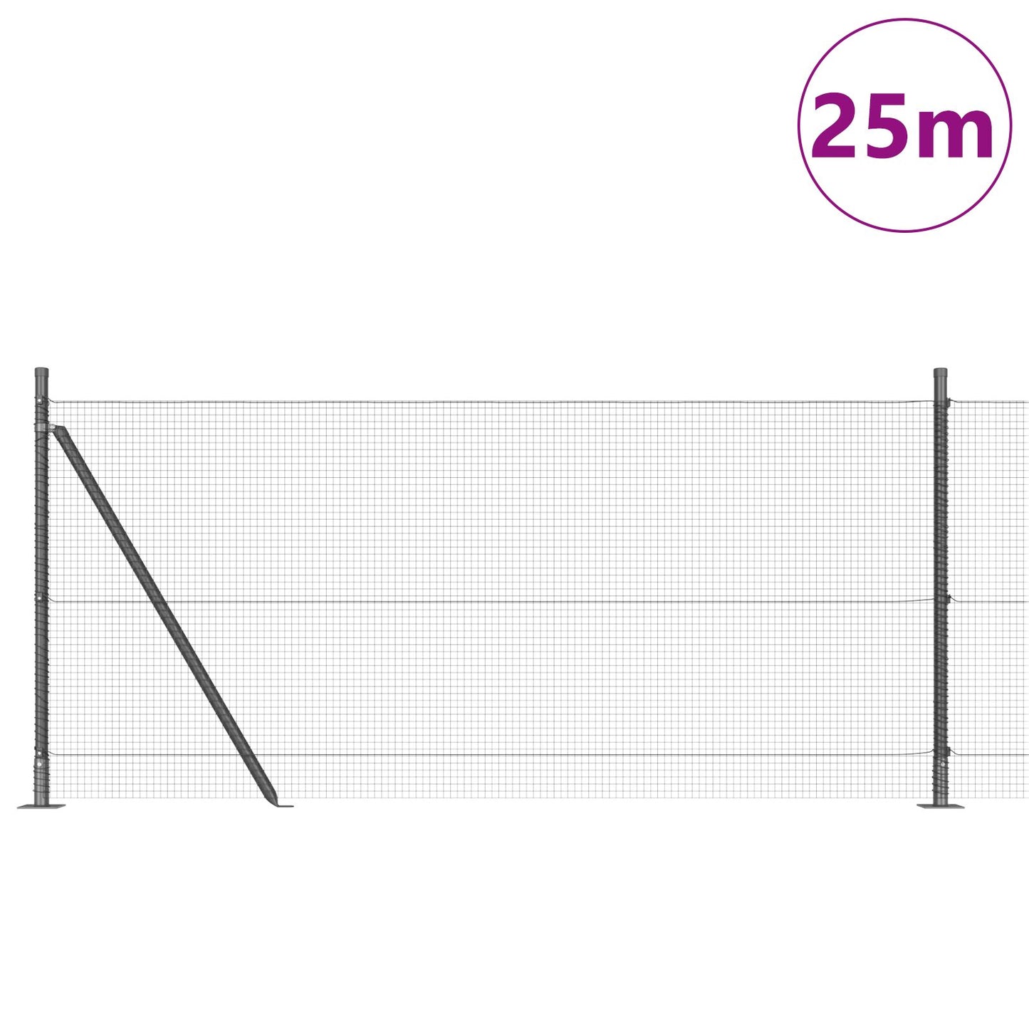 Zaunpfosten-Set 2er Set Grau Metall und PVC 25 x 1 m Langlebig