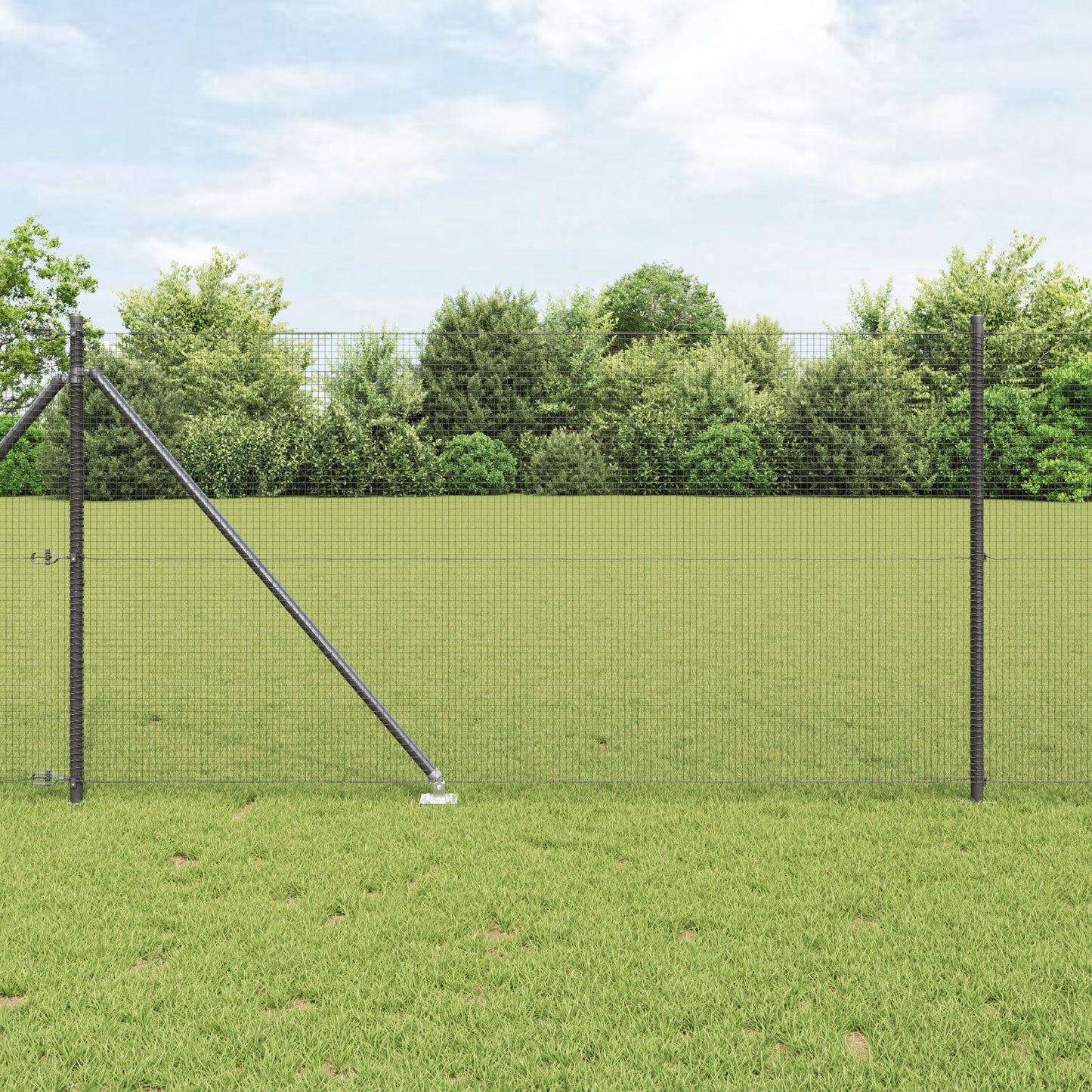 Zaunpfosten Set 2er Bundle Grau Metall und Kunststoff 25 x 1 m