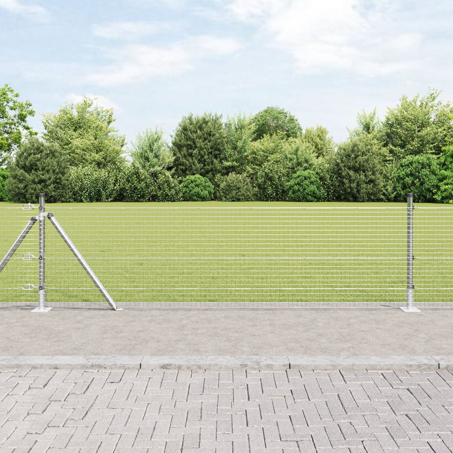 Welded Wire Zaun mit 13 Flanschpfosten 0,6x25 m Verzinkter Stahl