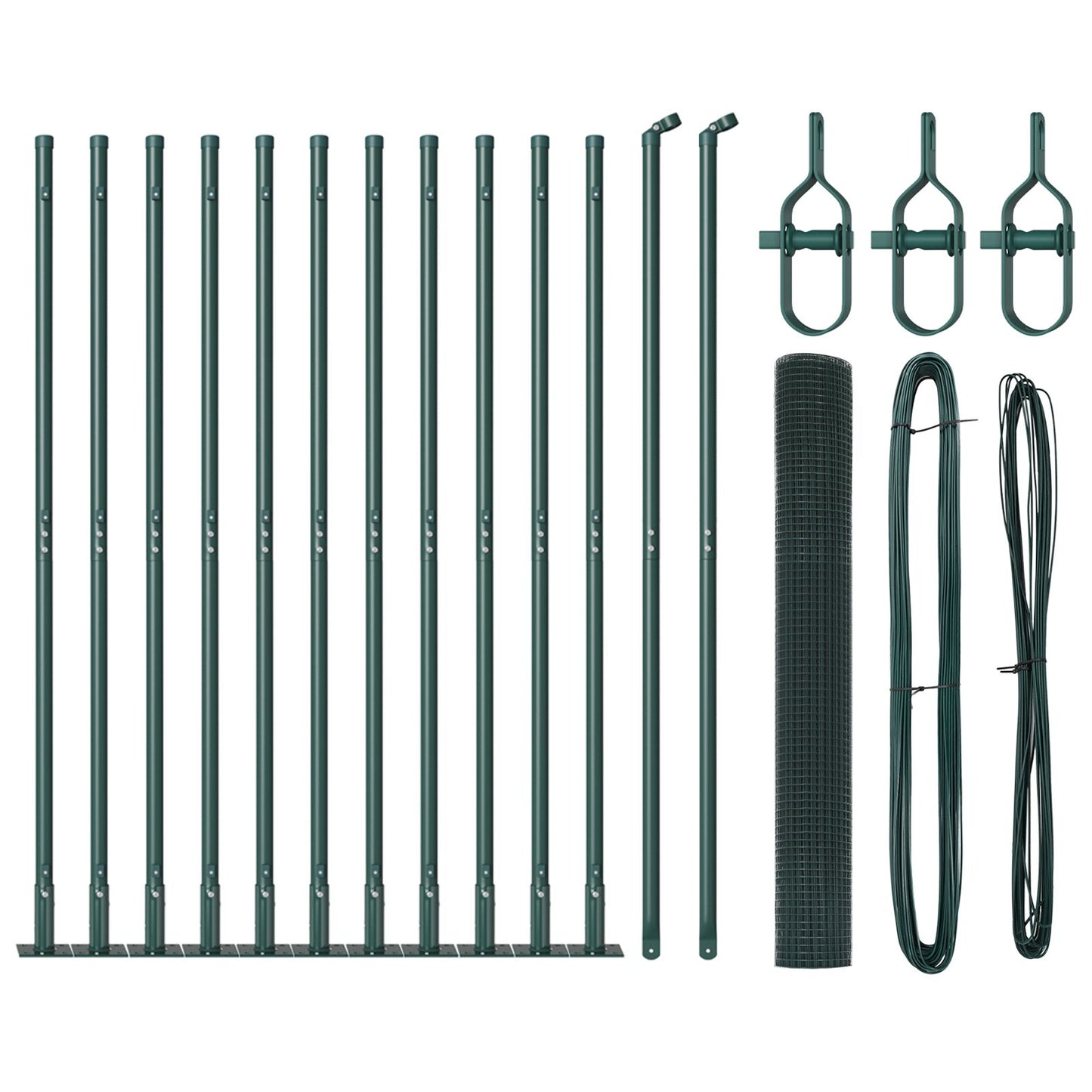 Zaunpfosten Set Set aus 2 Grün Stahl, PVC 25 x 1 m Langlebig