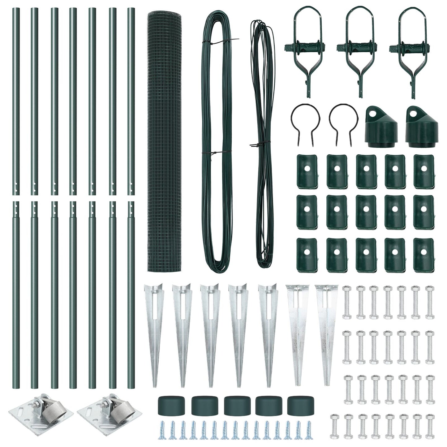 Zaunpfosten Set Set mit 2 Grün Mit PVC beschichtet 10 x 1 m