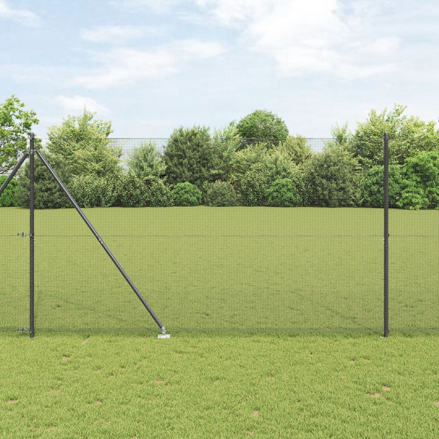 Zaunpfosten-Set 2er Set Grau Stahl 25 x 1,5 m Langlebig