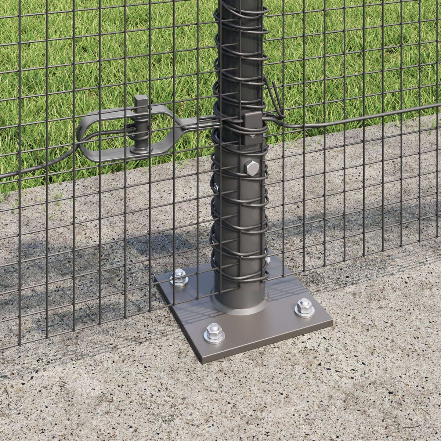 Zaunpfosten-Set Set aus 2 Grau Metall Mittel Langlebig