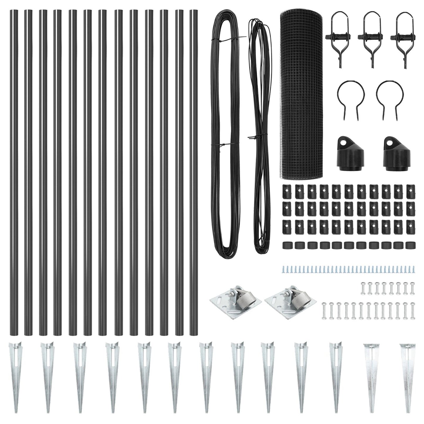 Zaunpfosten-Set Set aus 2 Grau Verzinkter Stahl, PVC 25 x 0,5 m