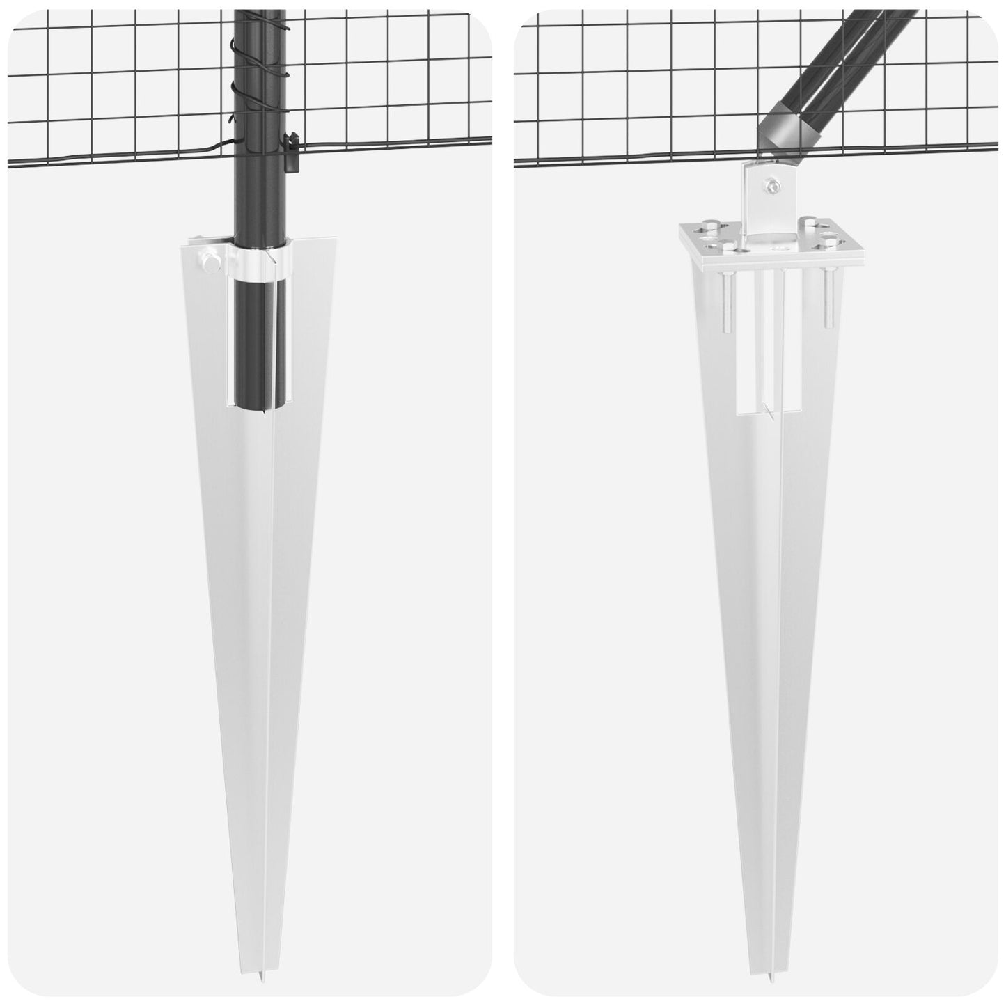 Zaunpfosten-Set Set aus 2 Grau Verzinkter Stahl, PVC 25 x 0,5 m
