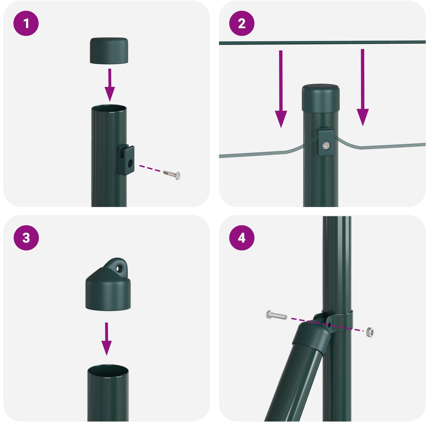 Zaunpfosten-Set Set von 2 Grün Metall 25 x 0,5 m Langlebig
