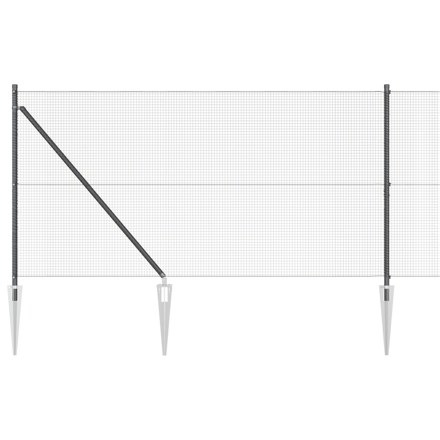 Zaunpfosten Set 2er Bundle Grau Metall und Kunststoff 25 x 1 m