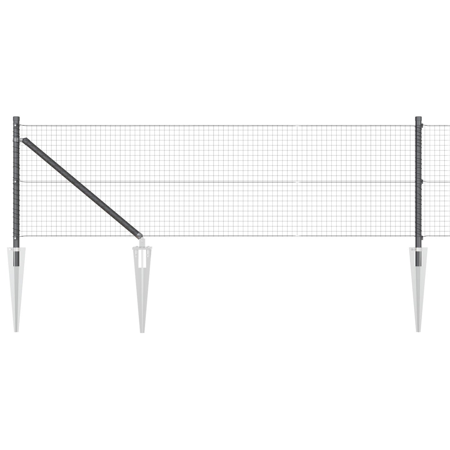 Zaunpfosten-Set Set aus 2 Grau Verzinkter Stahl, PVC 25 x 0,5 m