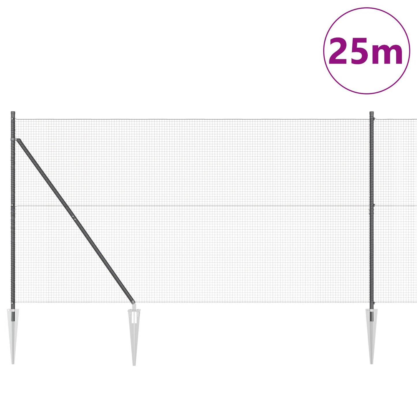 Zaunpfosten Set 2er Set Grau Metall 25 x 1,5 m Langlebig