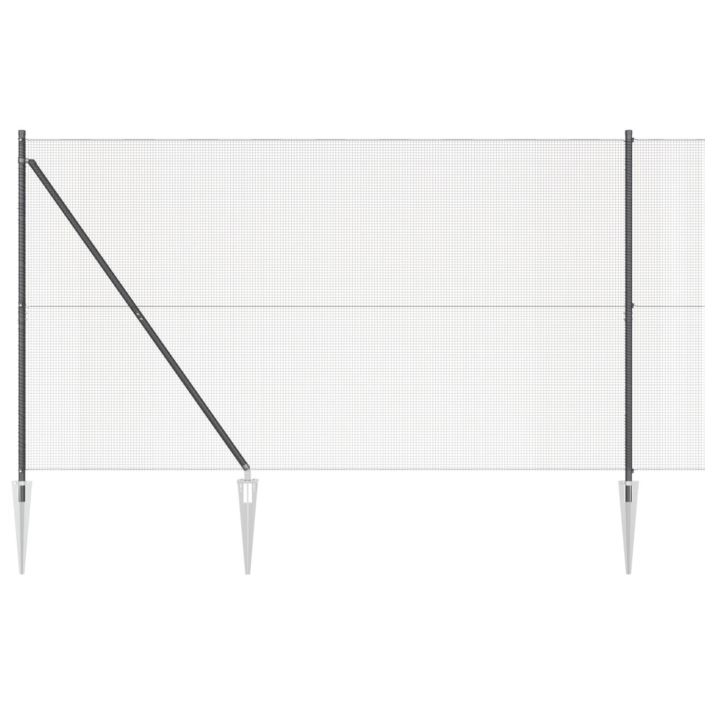 Zaunpfosten-Set 2er Set Grau Stahl 25 x 1,5 m Langlebig