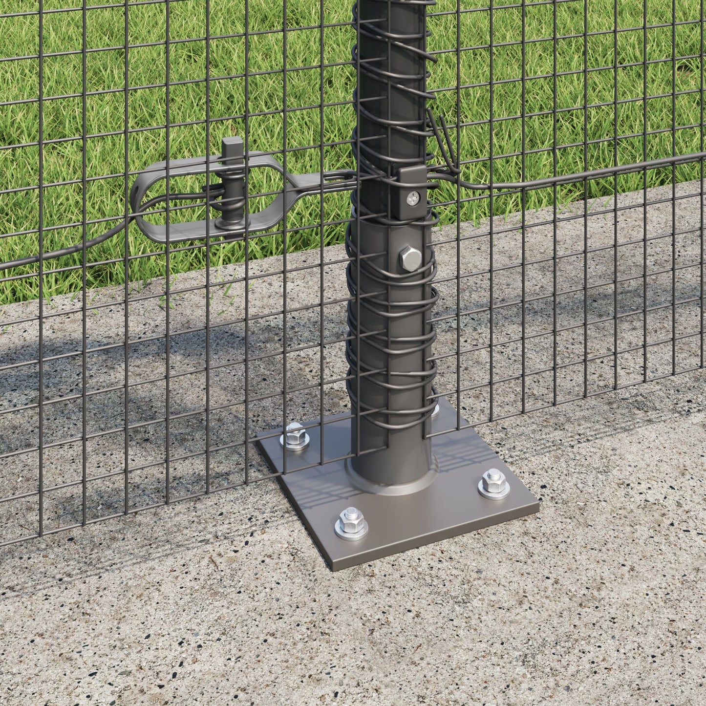 Zaunpfosten-Set 2er Set Grau Metall und PVC 25 x 1 m Langlebig