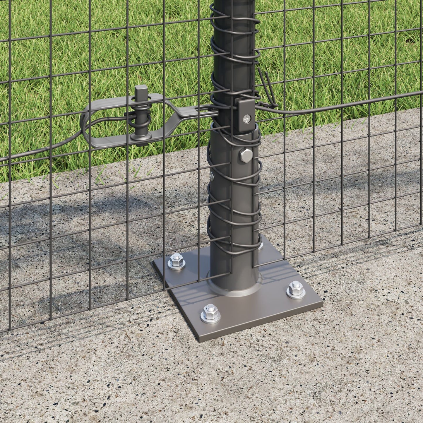 Zaunpfosten-Set Set aus 2 Grau Metall 10 x 1 m Langlebig