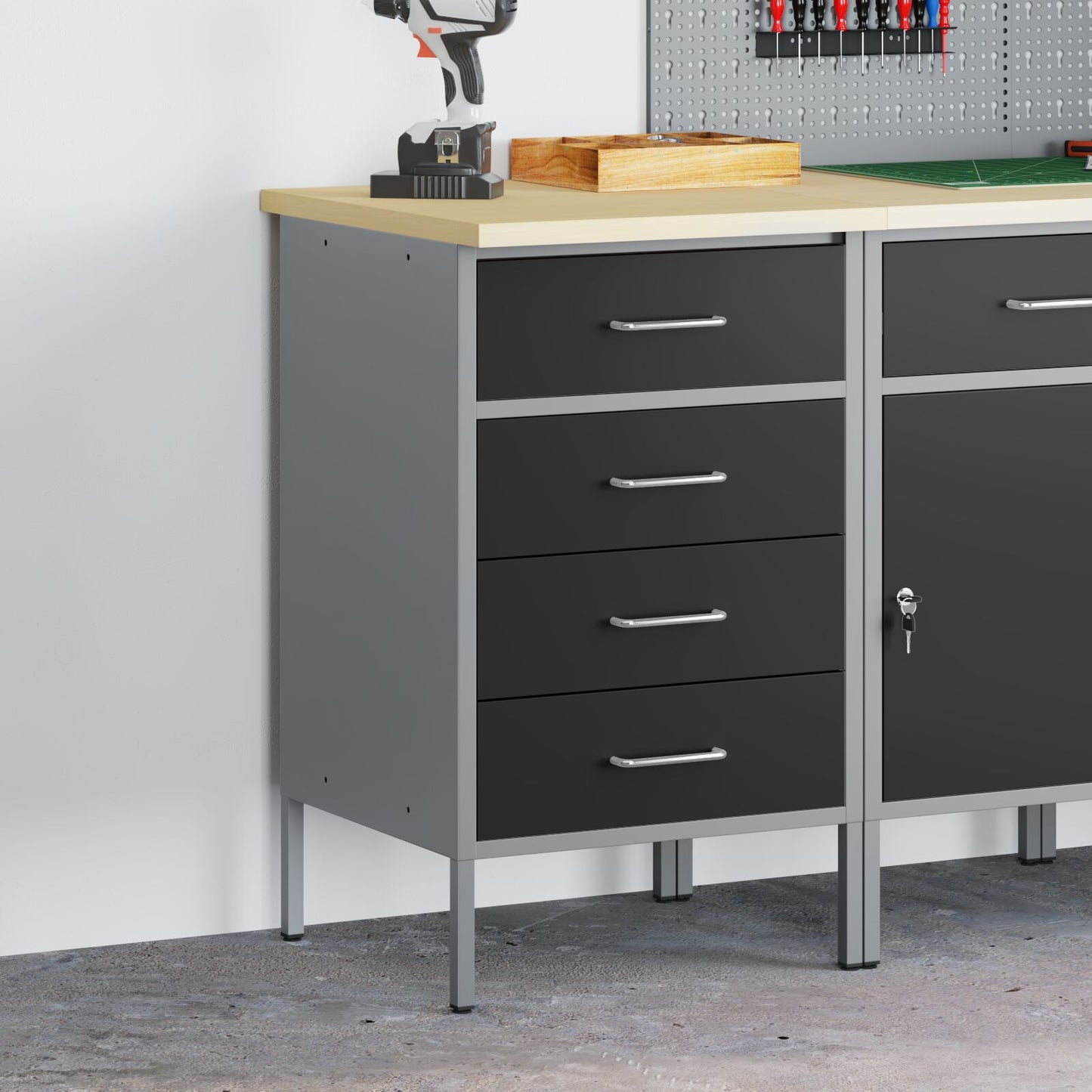 Werkbank Schwarz 50x55x85 cm Stahl