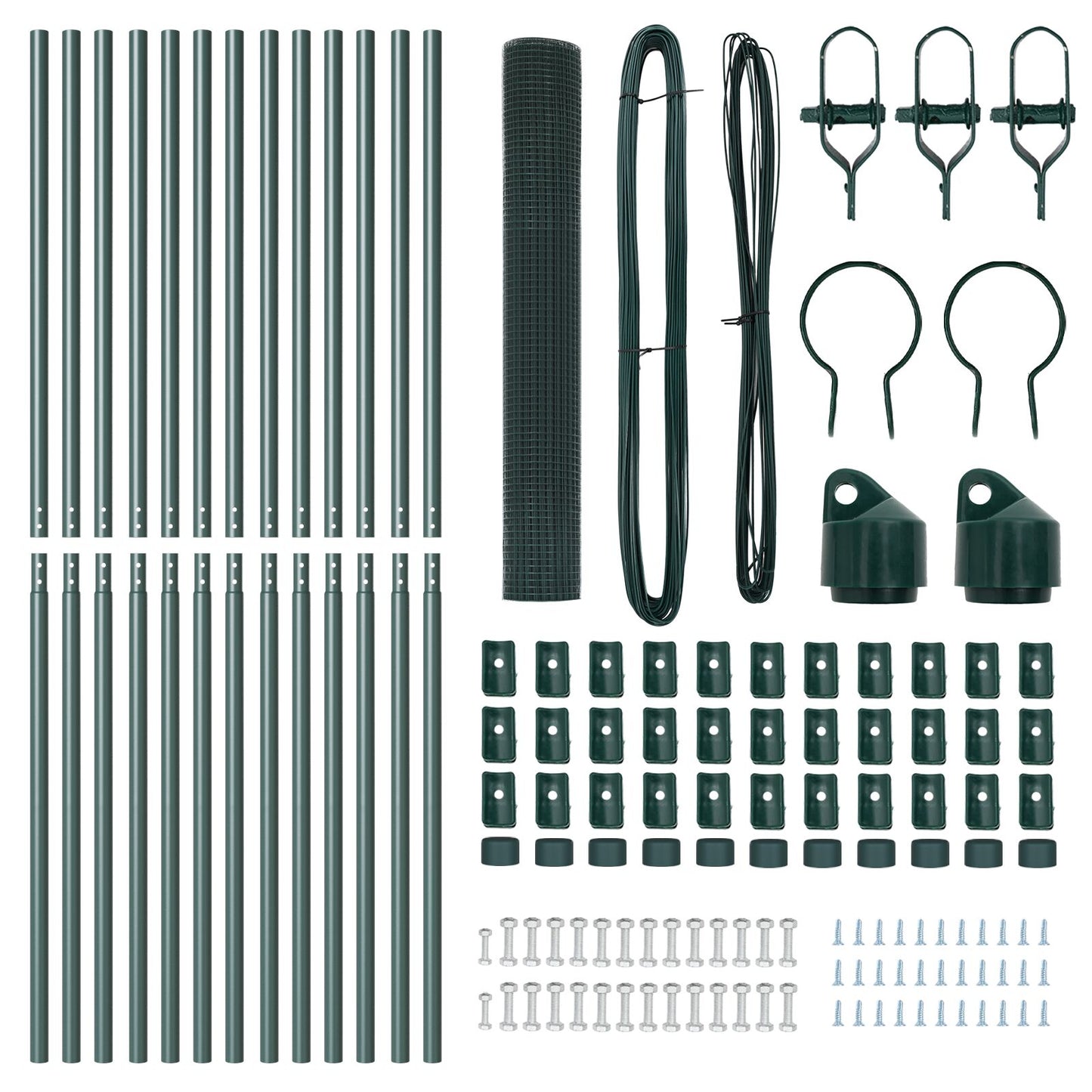 Zaunpfosten-Set Set mit 2 Grün Pulverbeschichteter Stahl 25 x 1 m