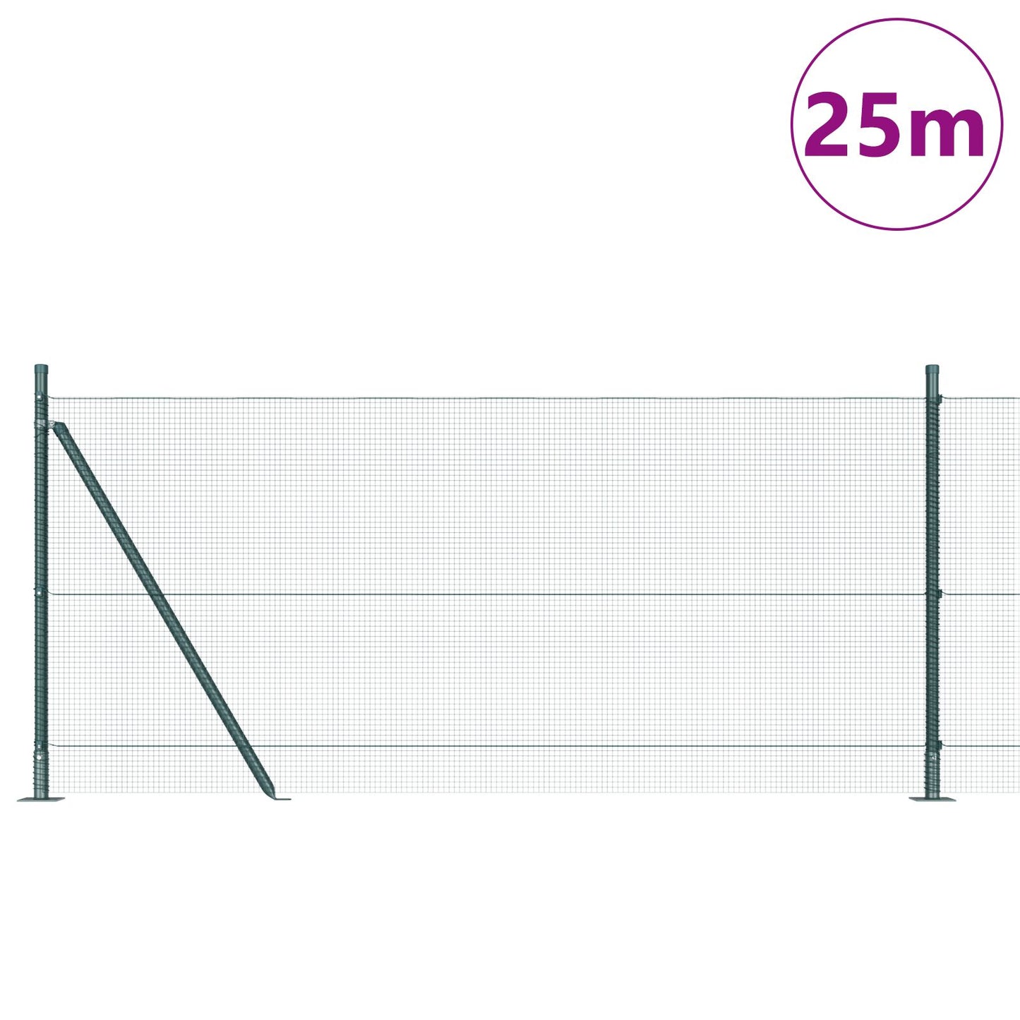 Zaunpfosten Set Set aus 2 Grün Stahl, PVC 25 x 1 m Langlebig