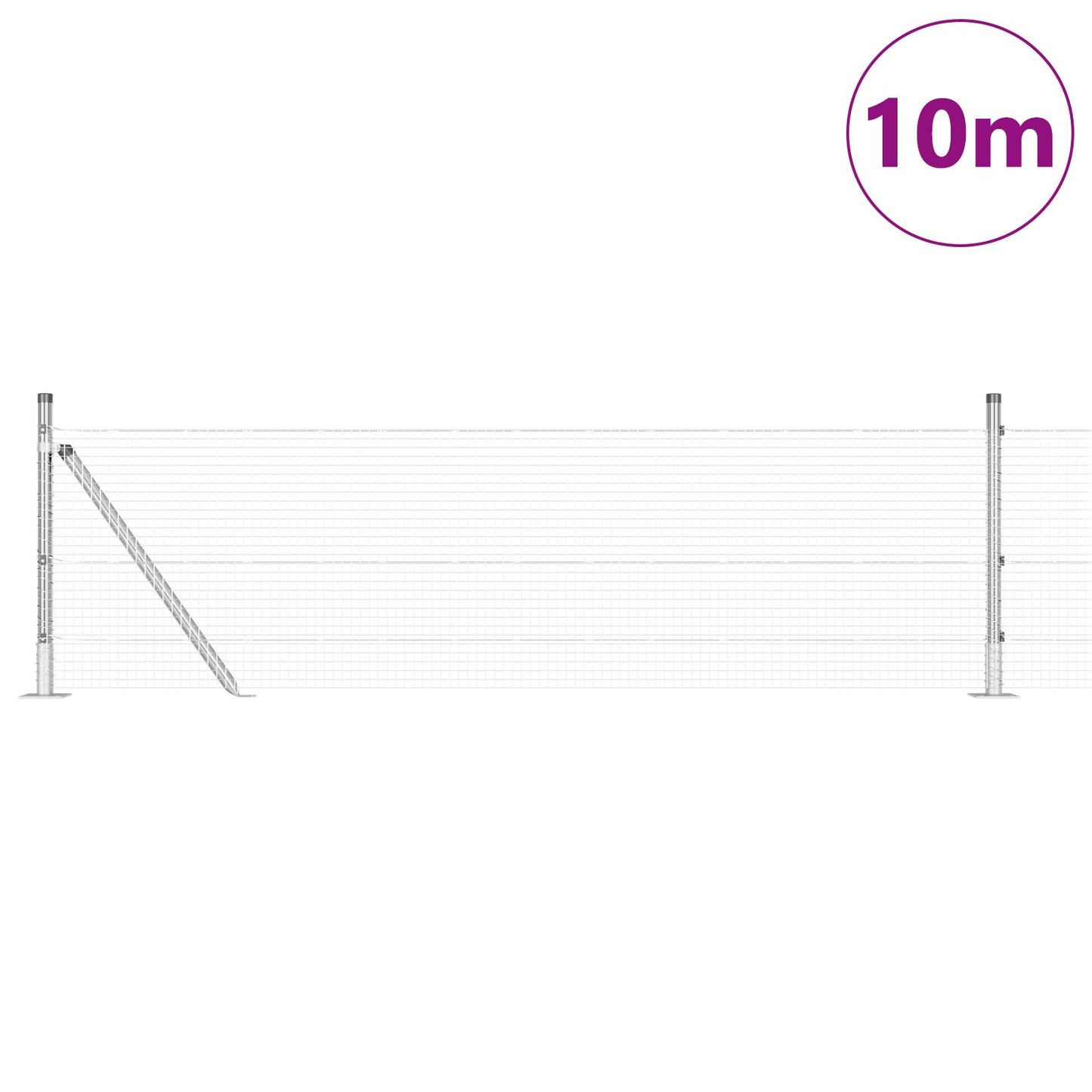Zaunpfosten Set Set mit 2 Verzinkter Stahl 10 x 0.5 m Langlebig