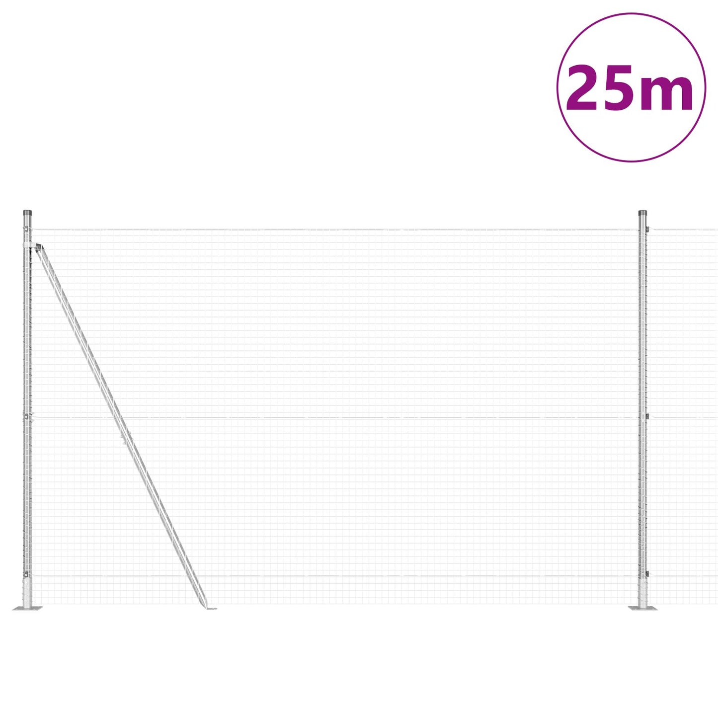 Welded Wire Fence mit 13 Flanschpfosten 1,4x25 m Verzinkter Stahl