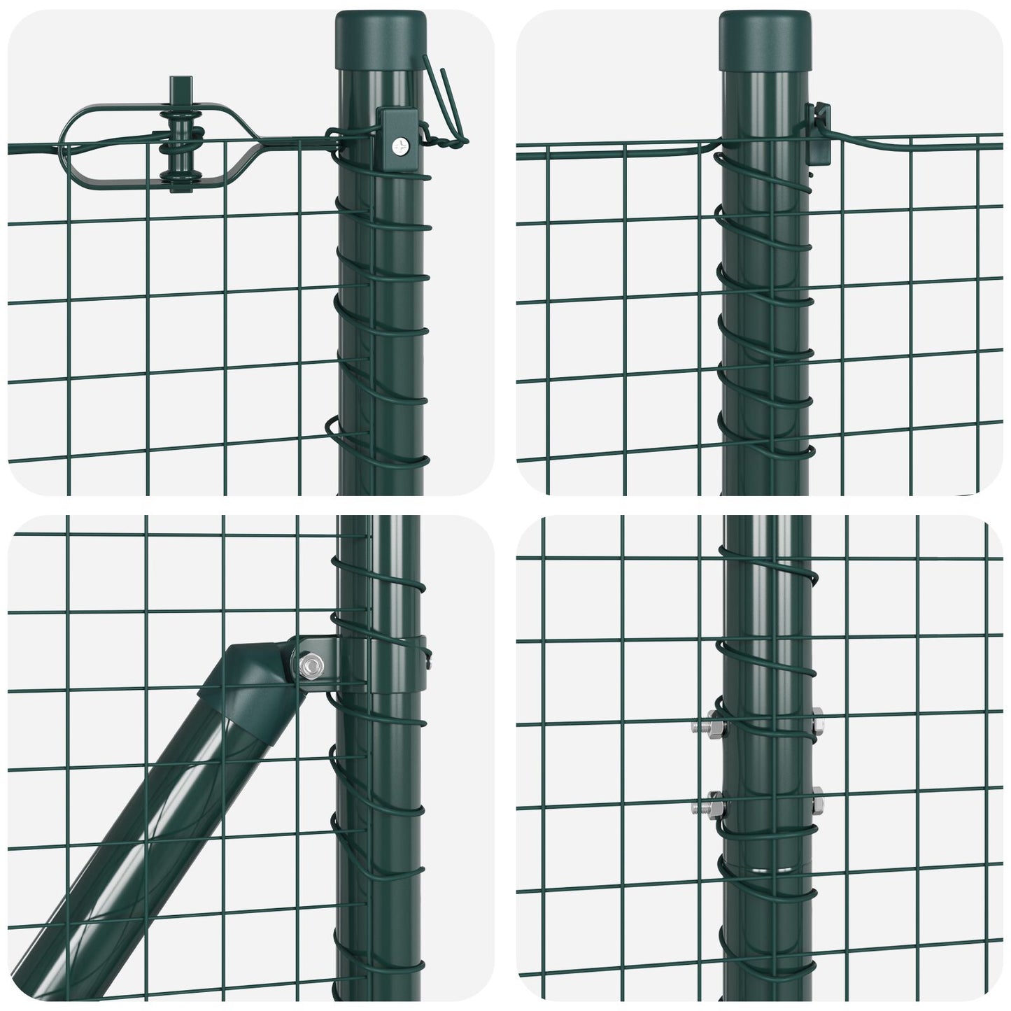 Zaunpfosten Set 2er Set Grün Pulverbeschichteter Stahl 25 x 1,5 m