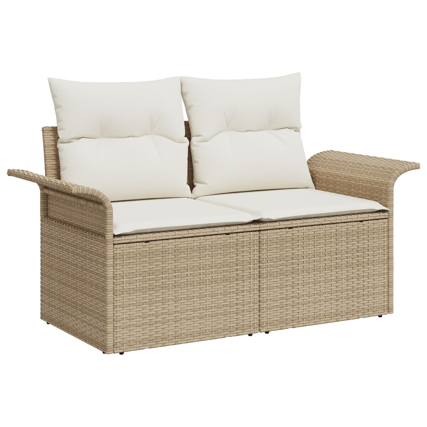 6-teiliges Garten-Sofa-Set mit Kissen Beige Poly Rattan