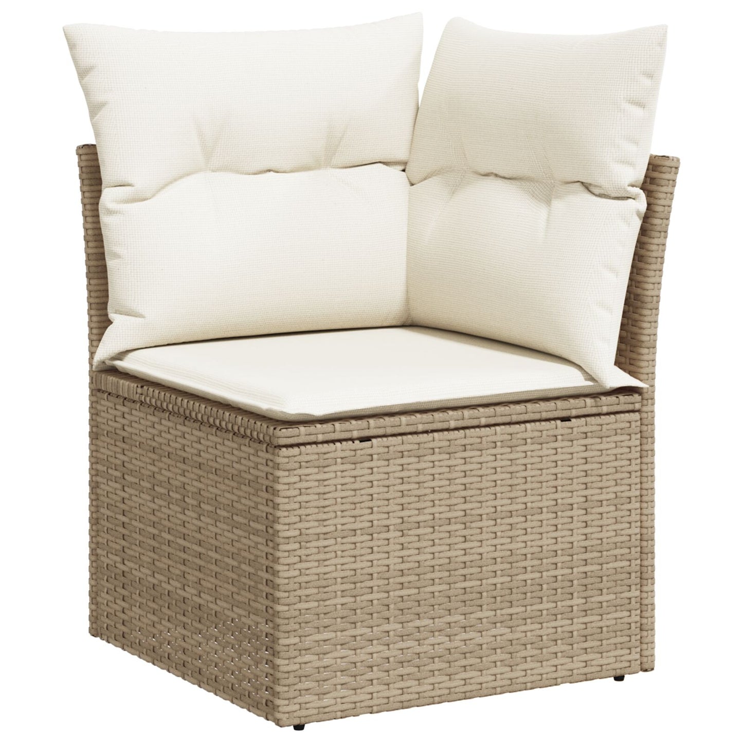 7-teiliges Garten Sofa Set mit Kissen Beige Poly Rattan