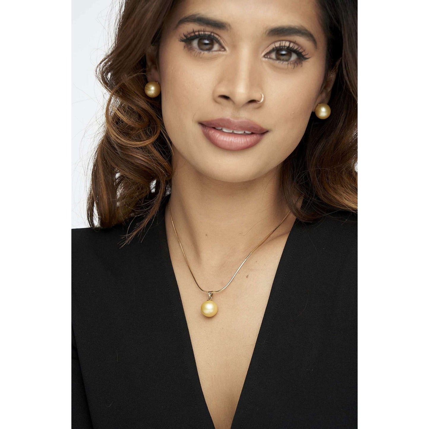 South Sea Gold Pearls Sydney 14ct Gold Earrings 13-14 mm AAA - Shopgalaxy.ch